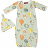 Vintage Balloons Organic Cotton Newborn Gown & Hat Set