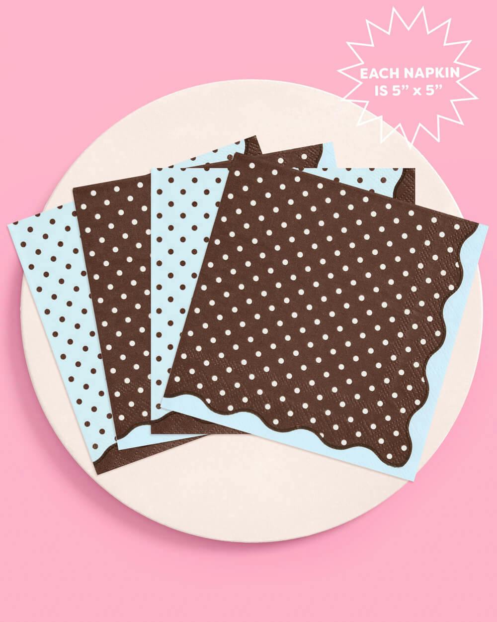 Brown + Blue Napkins - 24 paper napkins
