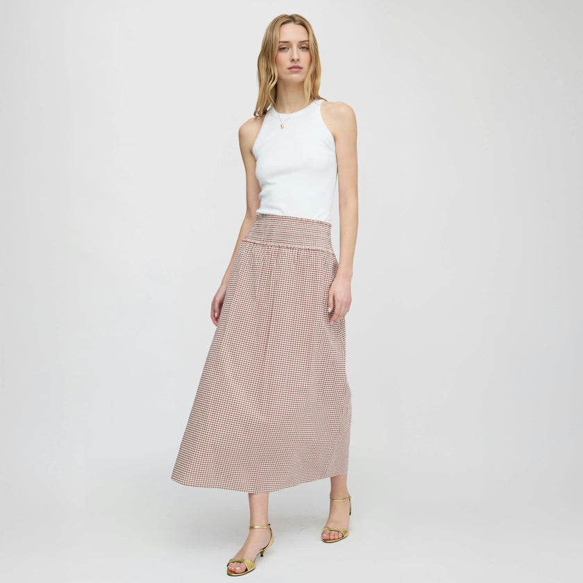 The Delphine Nap Skirt - Cognac Gingham
