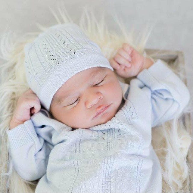 Boys Collar Knit Longall with Hat Blue