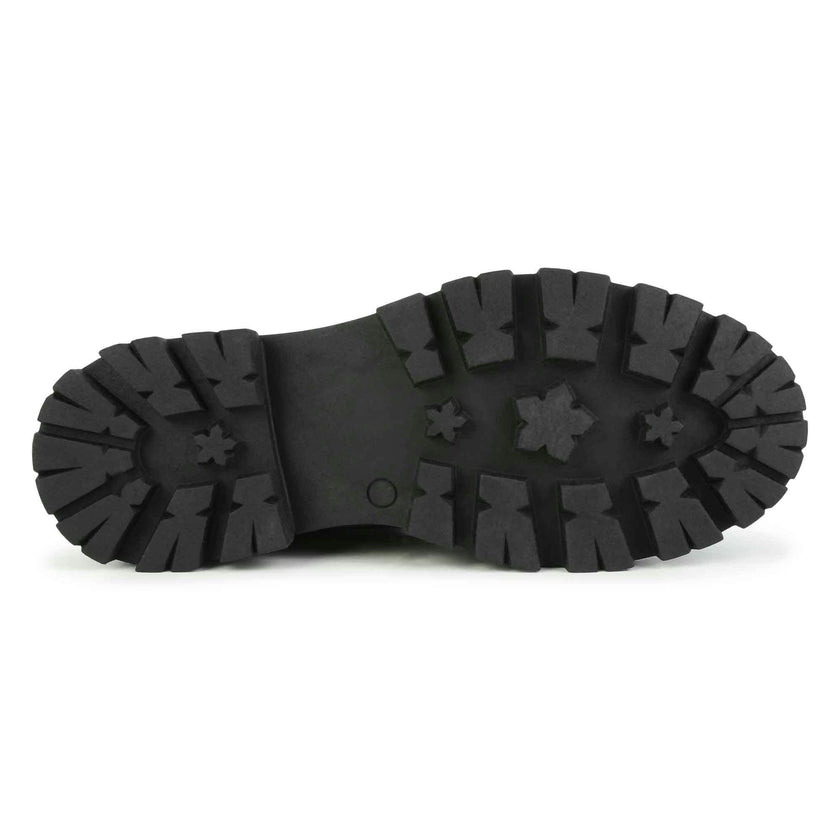 Logo-Print Laces Leather Combat Boots