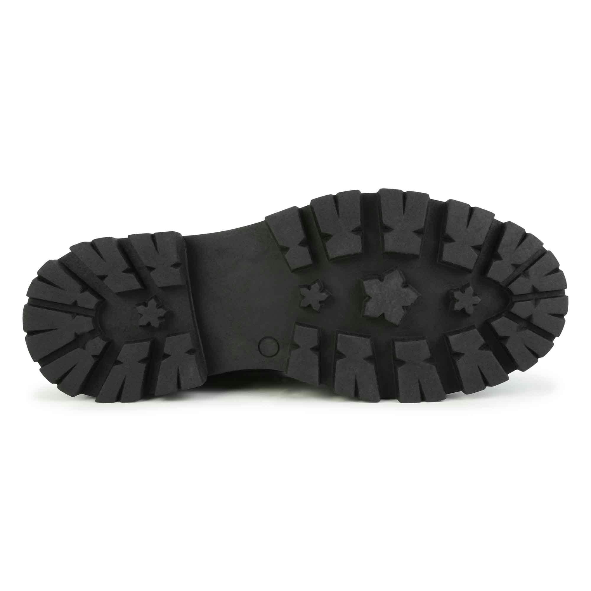 Logo-Print Laces Leather Combat Boots