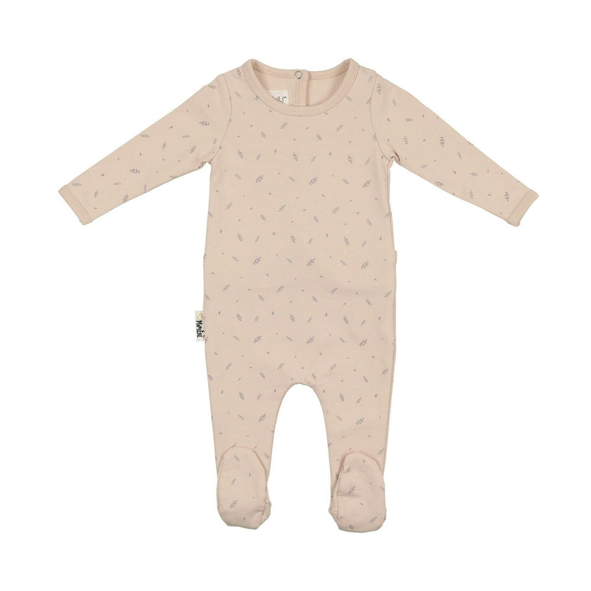 Elegant Leaves Footie and Beanie Set