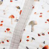 Cotton Muslin Quilted Throw - Mushrooms