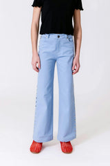 Girls Twill Stud Pant in Cloud Blue