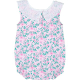 Floral Print Romper with Eyelet Collar