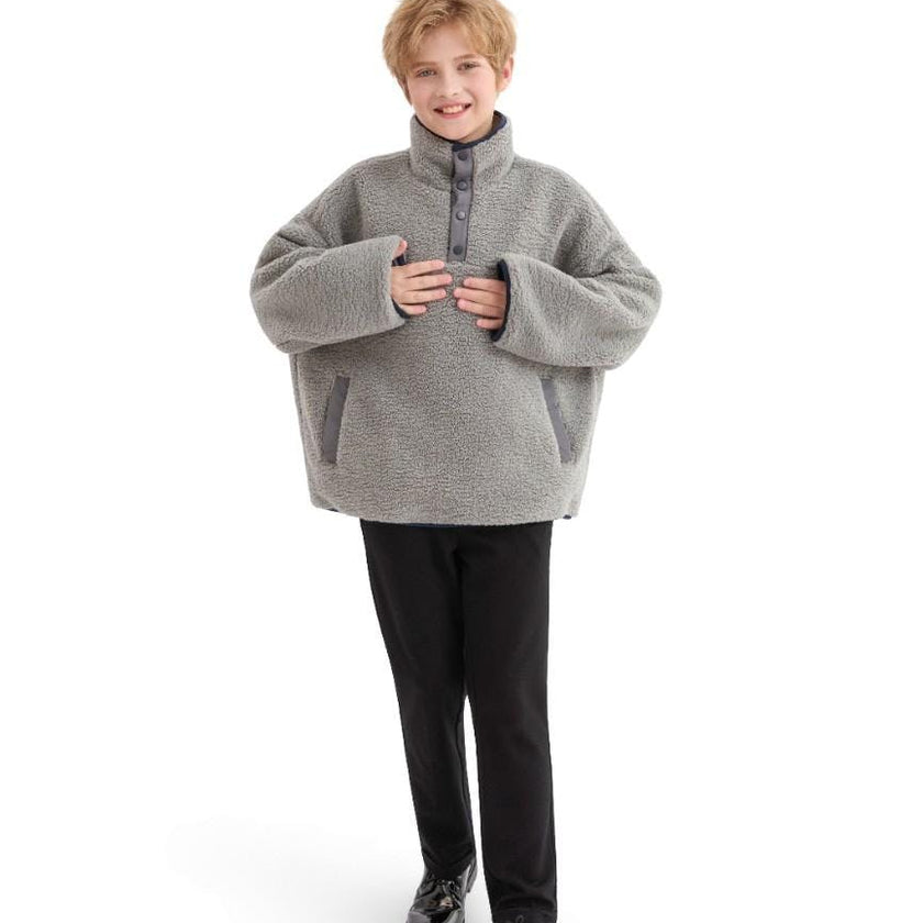 Gray Sherpa Fleece Pullover