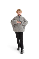 Gray Sherpa Fleece Pullover