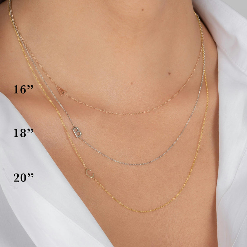 14K Gold Asymmetrical Initial Necklace