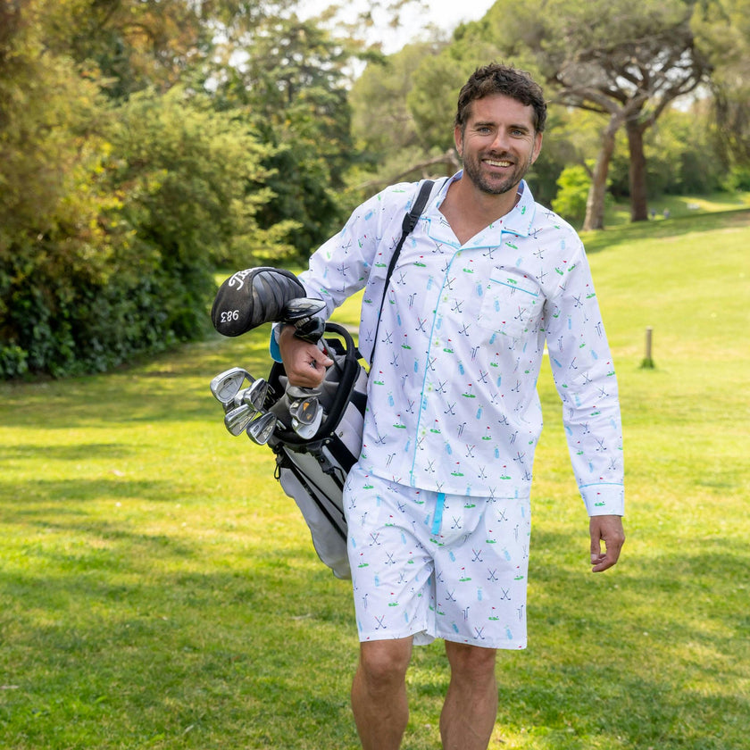 Men's Golf Sleep Shorts - Organic Cotton Poplin