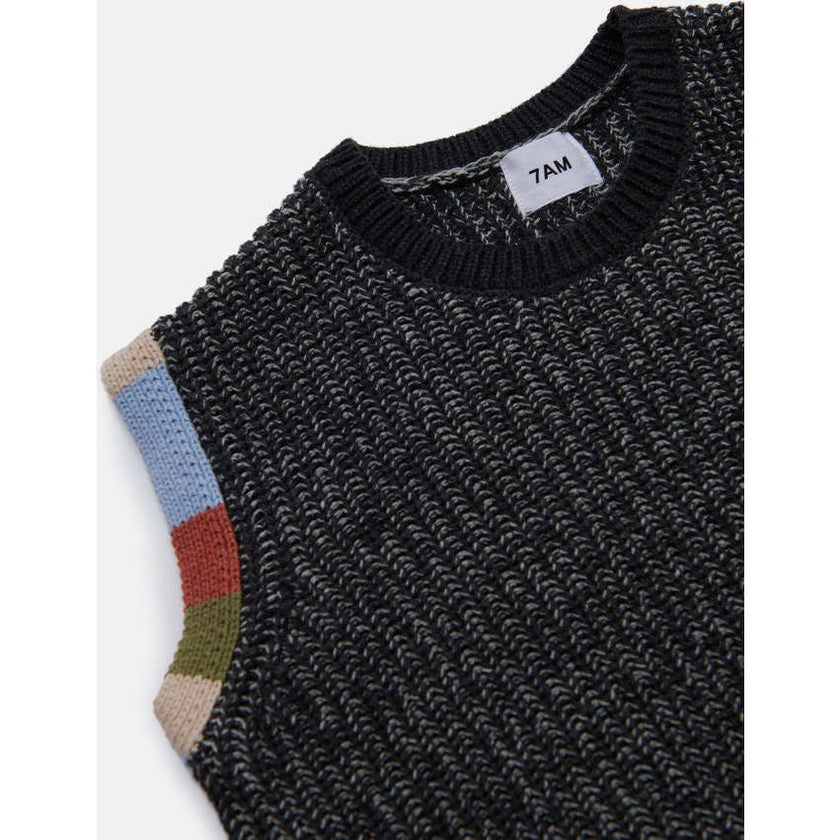 Chunky Ribbed Knit Crew Neck Sleeveless Wide Boxy Fit Tank Top