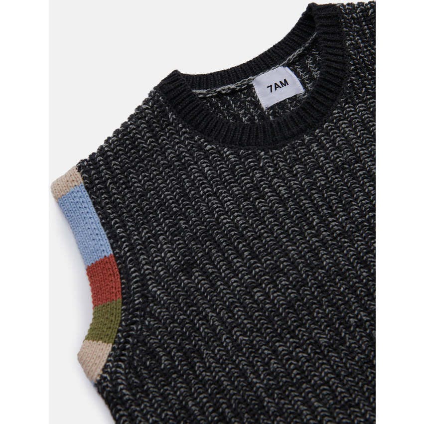 Chunky Ribbed Knit Crew Neck Sleeveless Wide Boxy Fit Tank Top