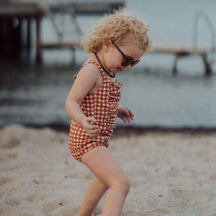 Vintage Girls 1 Piece Swimsuit | UPF + Recycled - Sienna Gingham