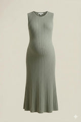 A-Line Sweater Knit Maternity Nursing Midi Dress