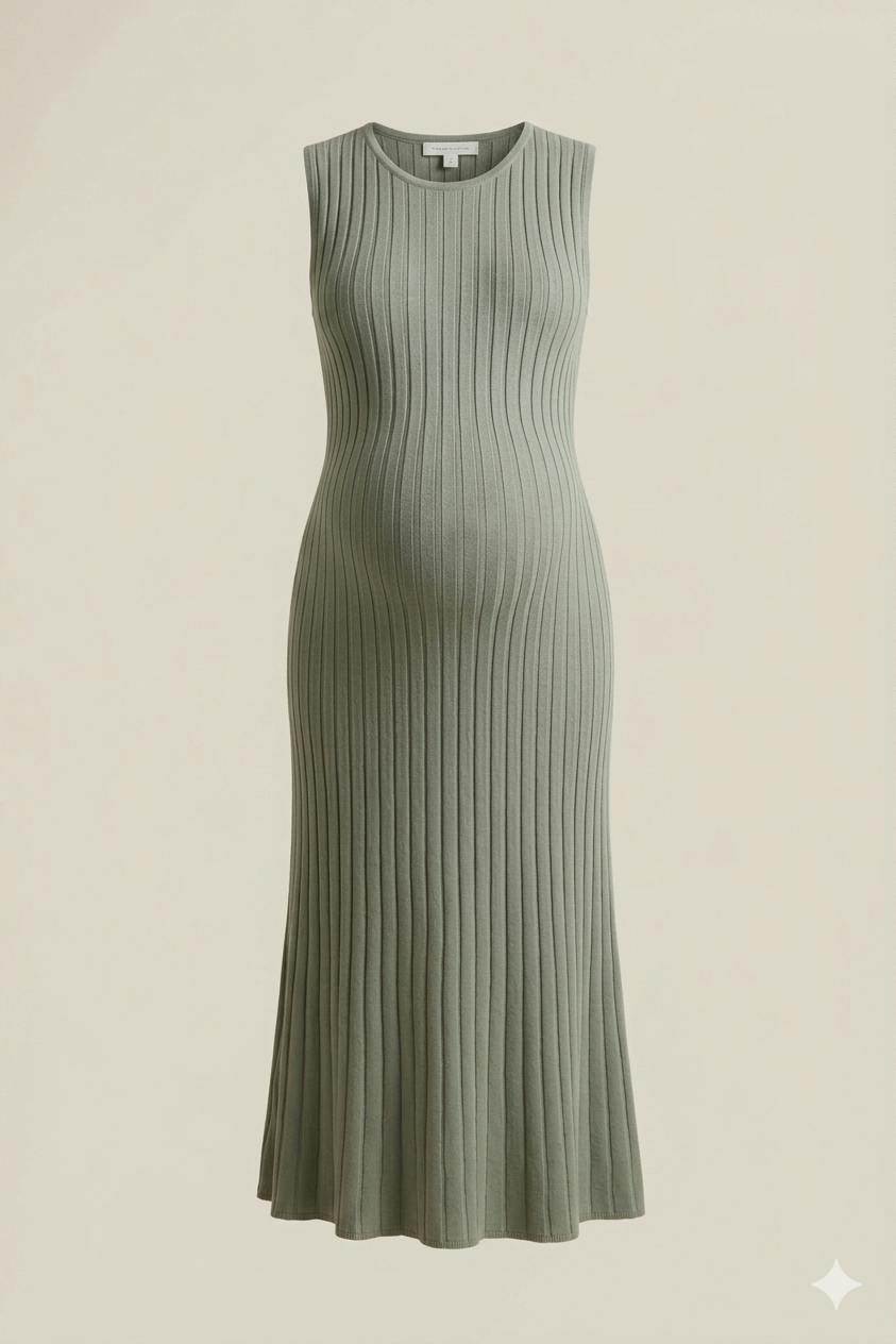 A-Line Sweater Knit Maternity Nursing Midi Dress