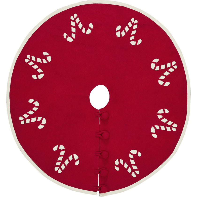 Handmade Candy Canes Red Felt Christmas Tree Skirt Felt 60"