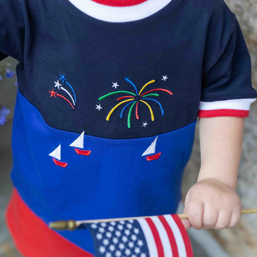 Tshirt With With Boats And Fireworks