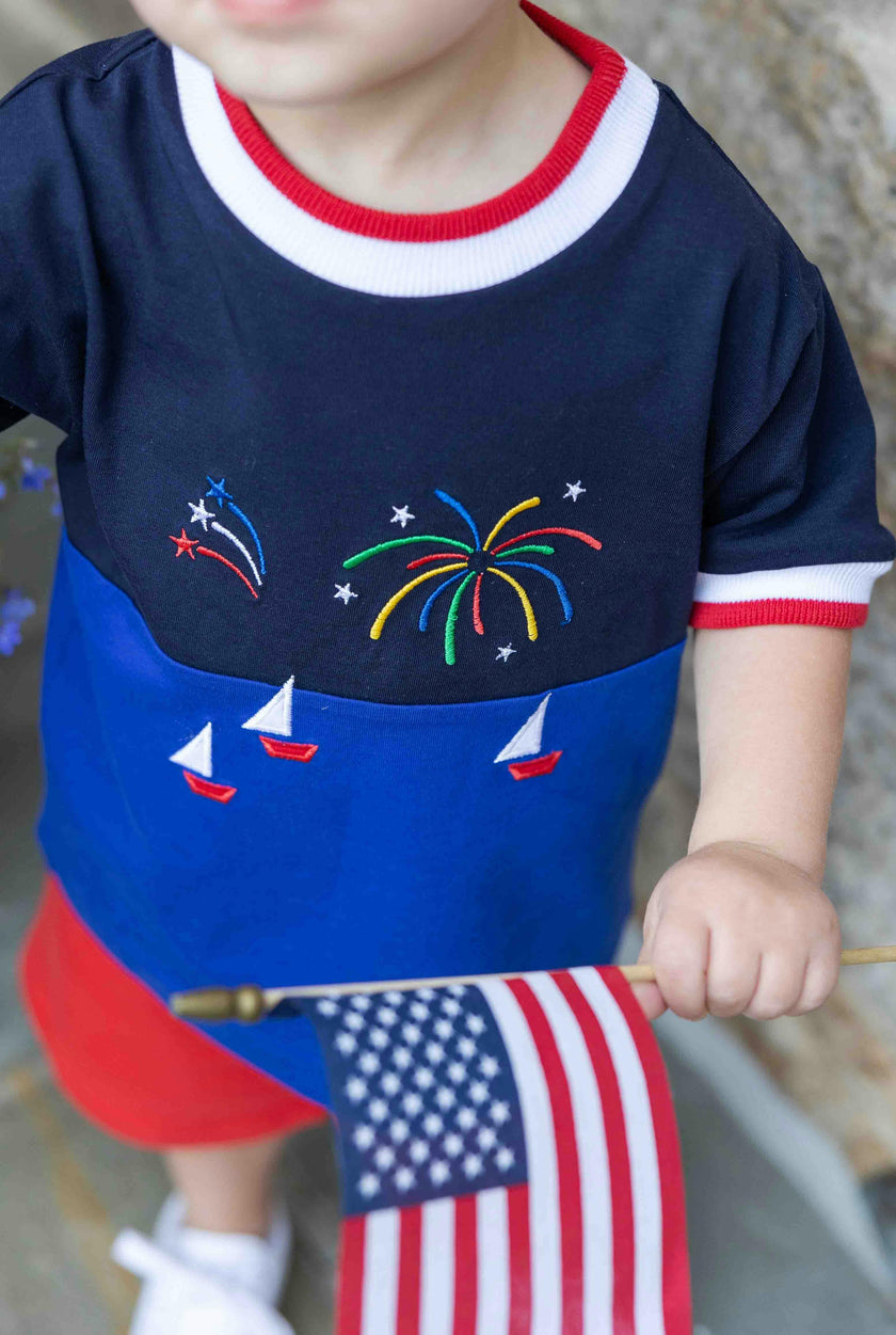 Tshirt With With Boats And Fireworks