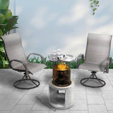 Outdoor 16" Wood Burning Fire Pit With Decorative Log Storage Base For Patios
