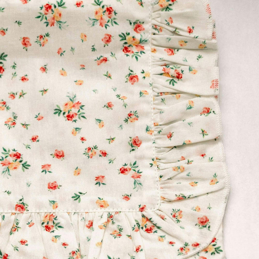 Clementine Bloom Timeless Floral Ruffle Zipper Pouch