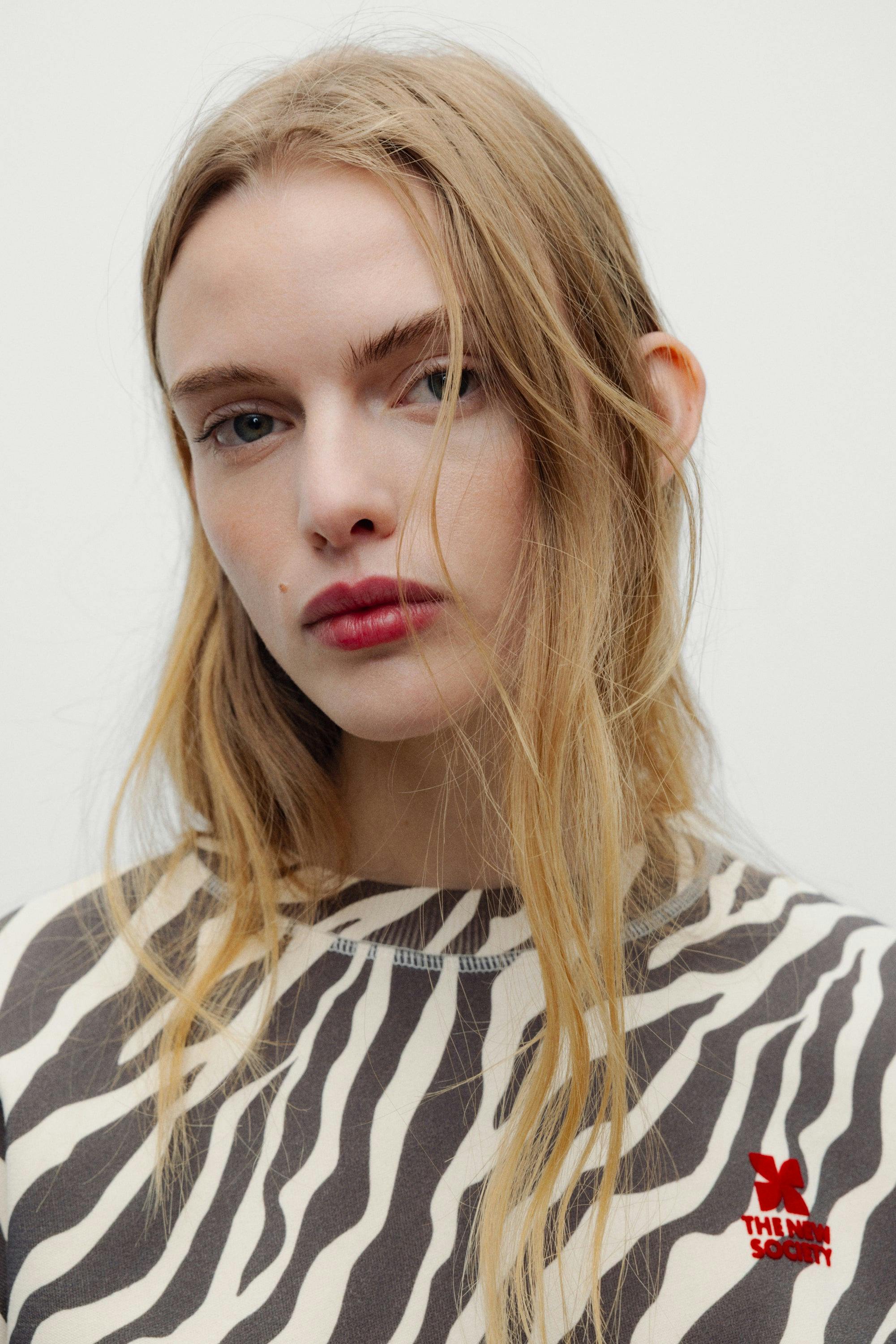 TNS Logo Woman Sweatshirt Zebra Print