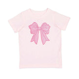 Pink Bow Sequin Patch Short Sleeve T-Shirt
