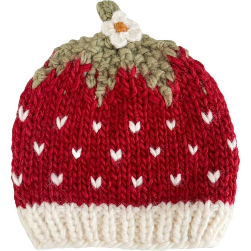 Strawberry Hat, Red and Cream