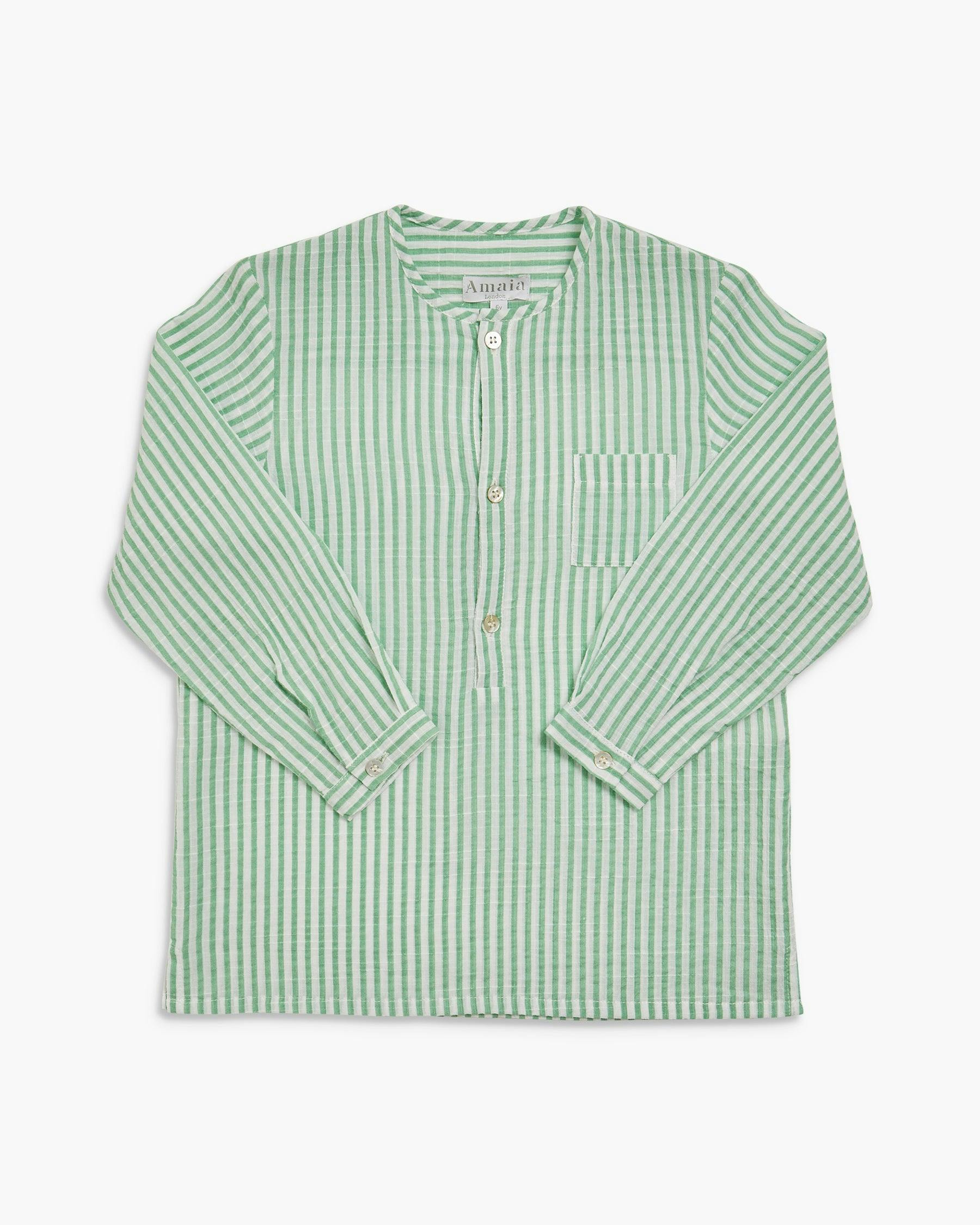 Victor Shirt Mint Stripe