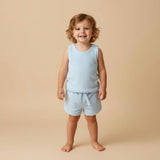 Organic Sleeveless Tee & Shorts Set - Light Blue