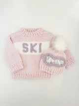 Ski Goggles Hat and Sweater Set - Baby Pink