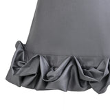 Gray Clarette Satin Ruffle-Hem Dress