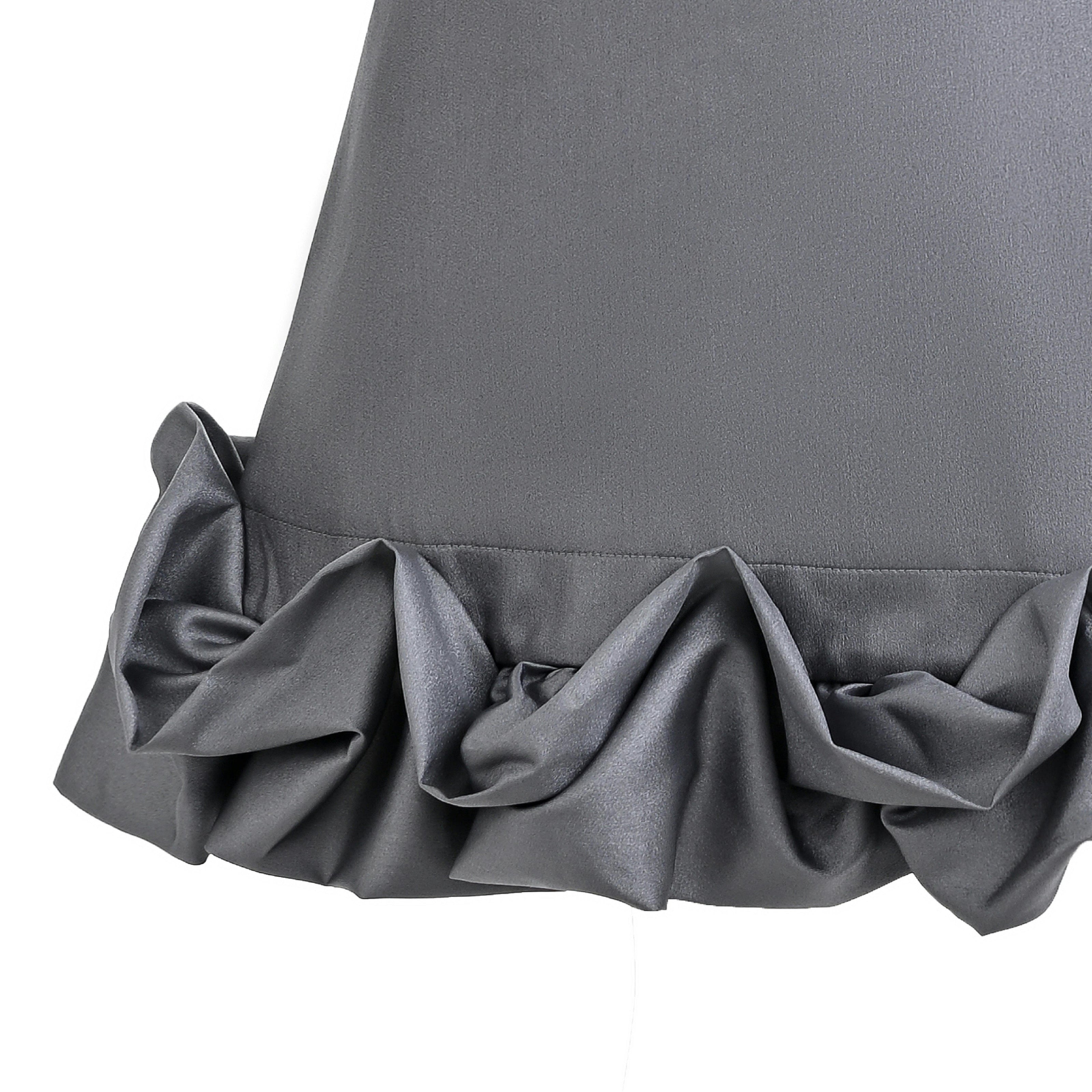 Gray Clarette Satin Ruffle-Hem Dress
