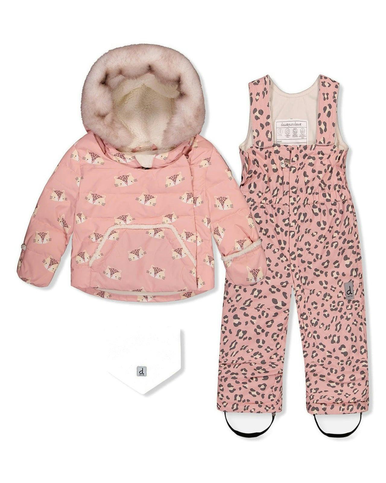 Baby Two Piece Snowsuit Rose Leopard Print