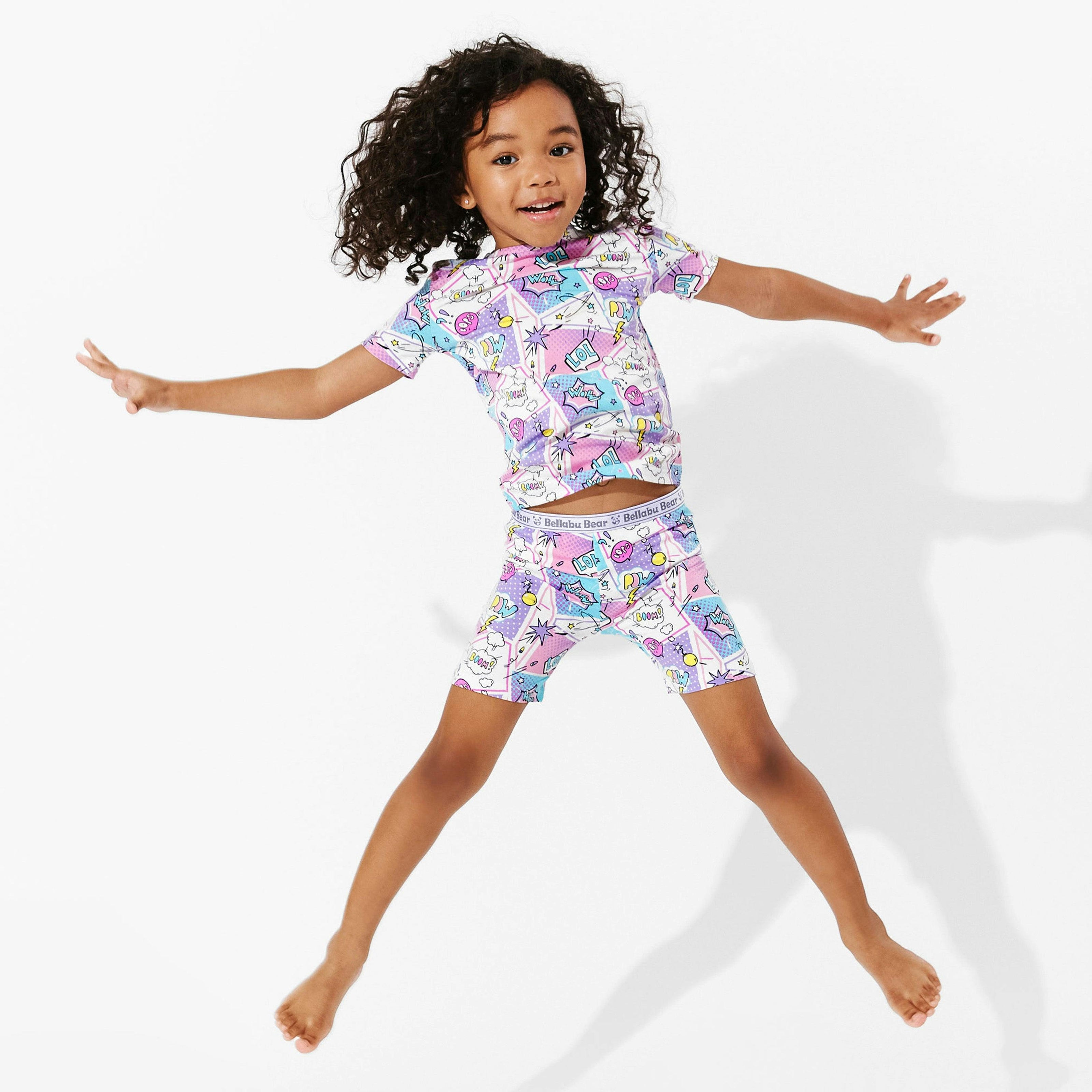 Comic Purple Bamboo Kids Pajama Short Set