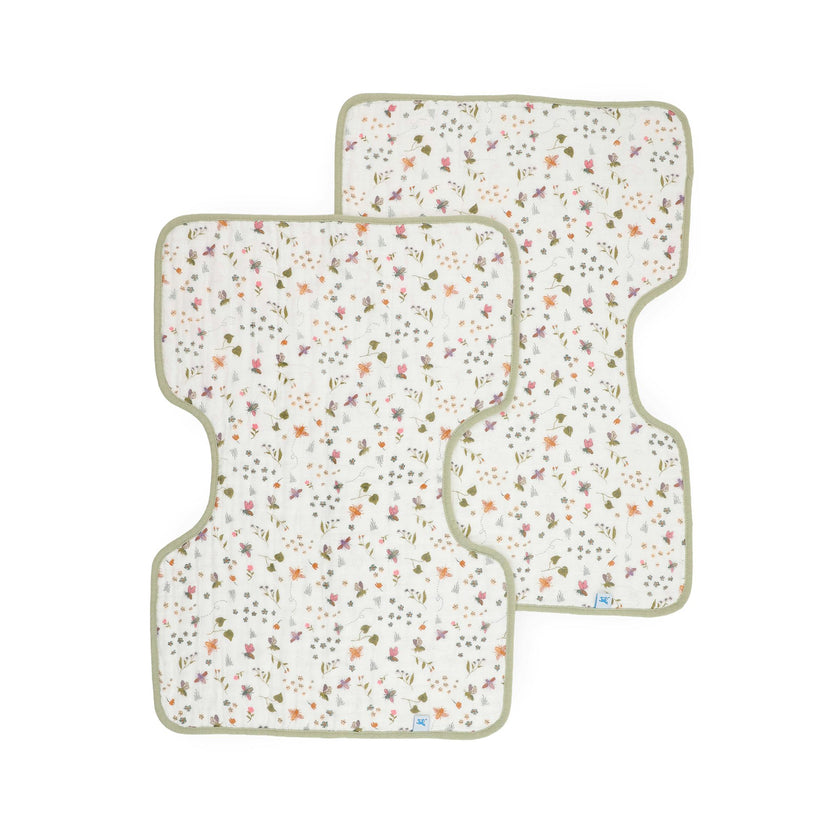 Cotton Muslin Burp Cloth 2 Pack - Garden Bees