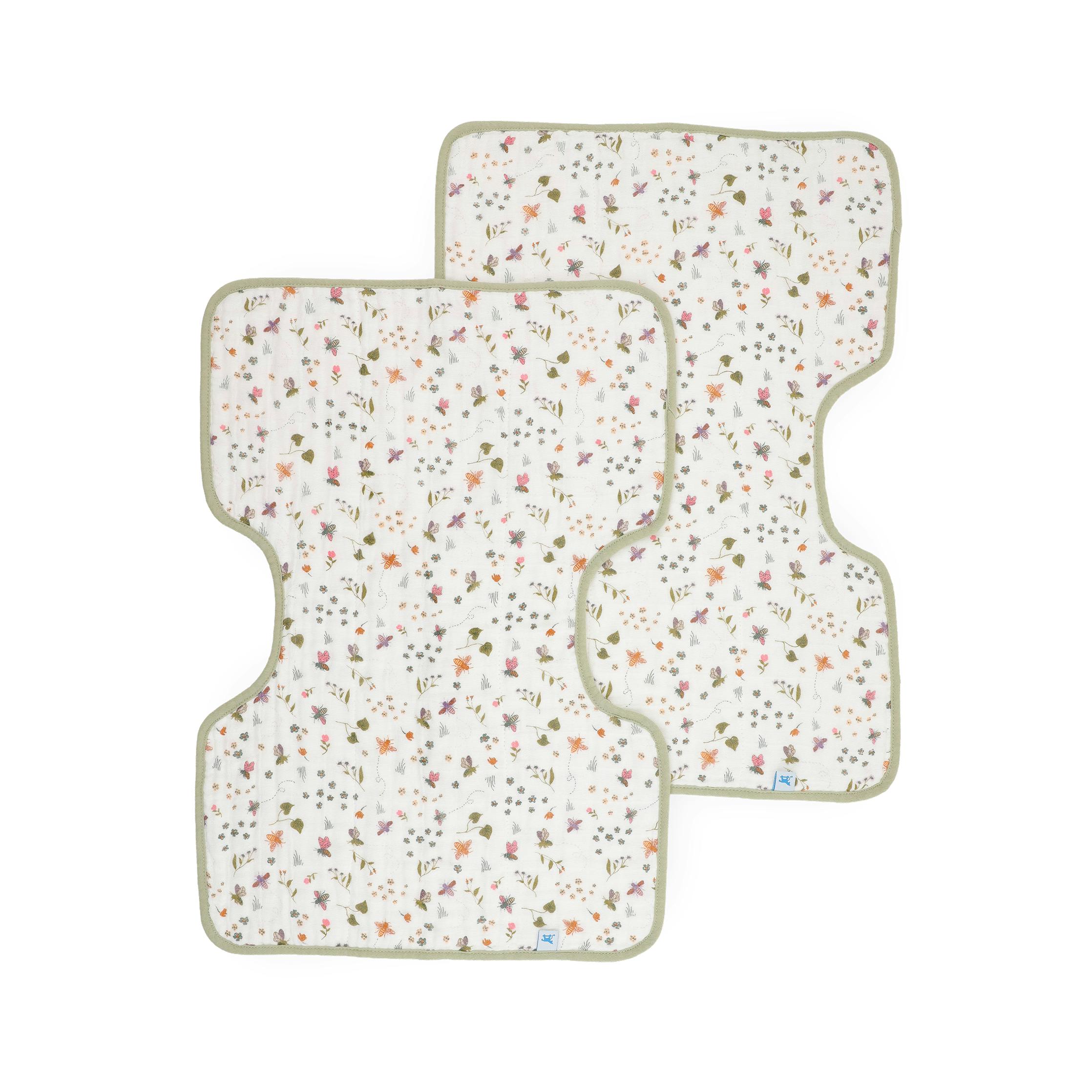 Cotton Muslin Burp Cloth 2 Pack - Garden Bees