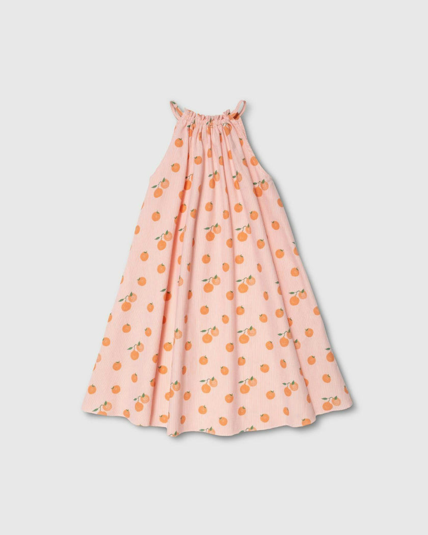 Tie Neck Dress in Clementine