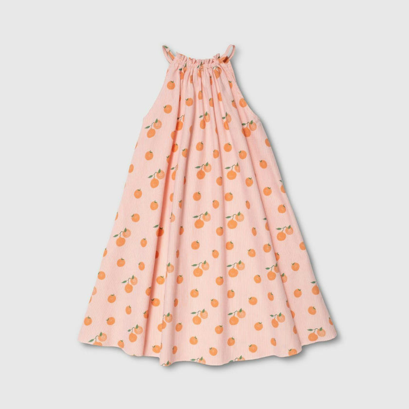 Tie Neck Dress in Clementine