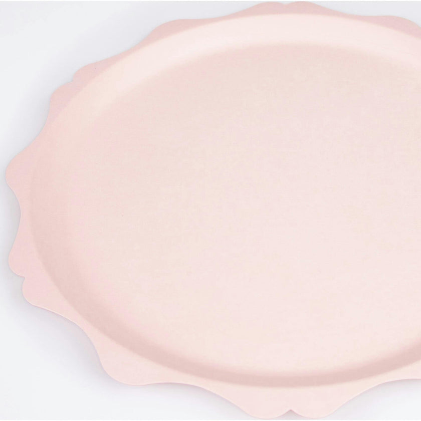 Pink Decorative Edge Compostable Dinner Plates