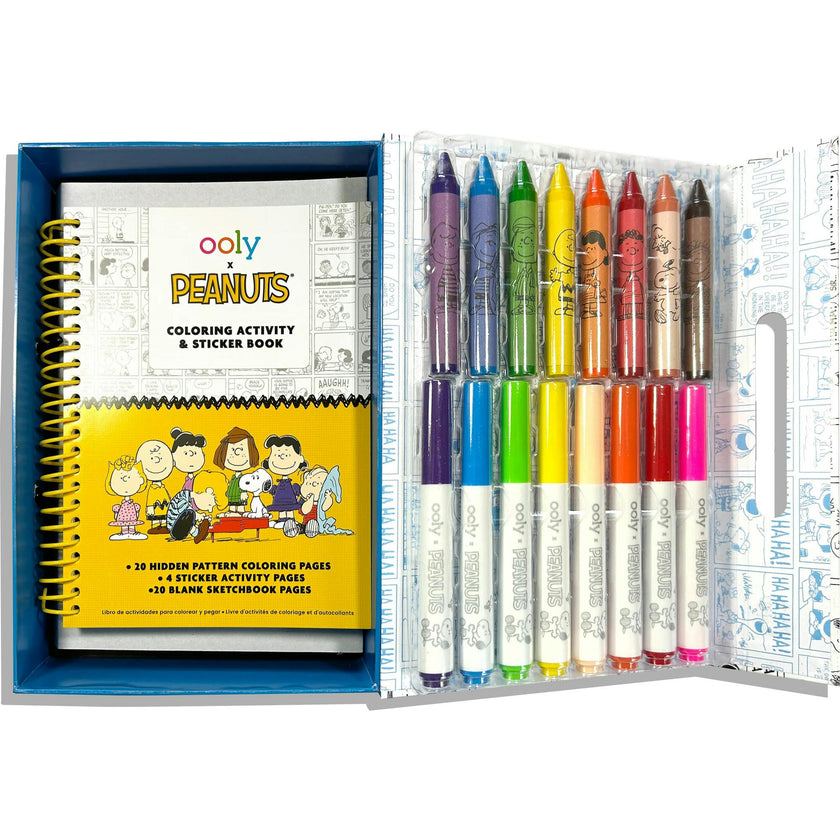 OOLY x Peanuts Coloring Activity & Sticker Kit - 8 Markers 8 Crayons