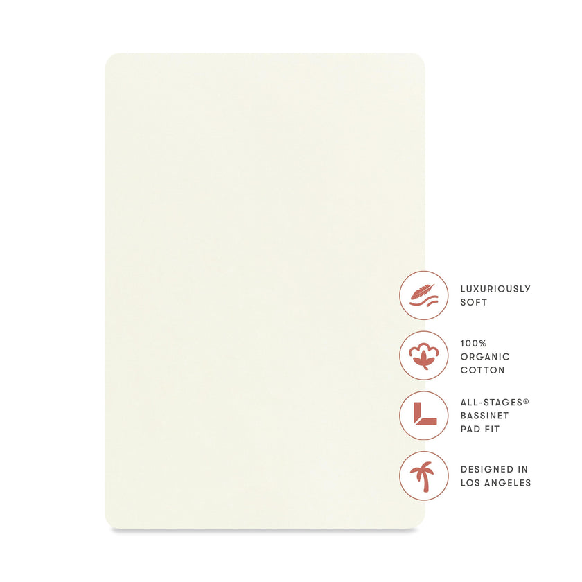 All-Stages Bassinet Sheet in GOTS Certified Organic Brushed Cotton in Ivory