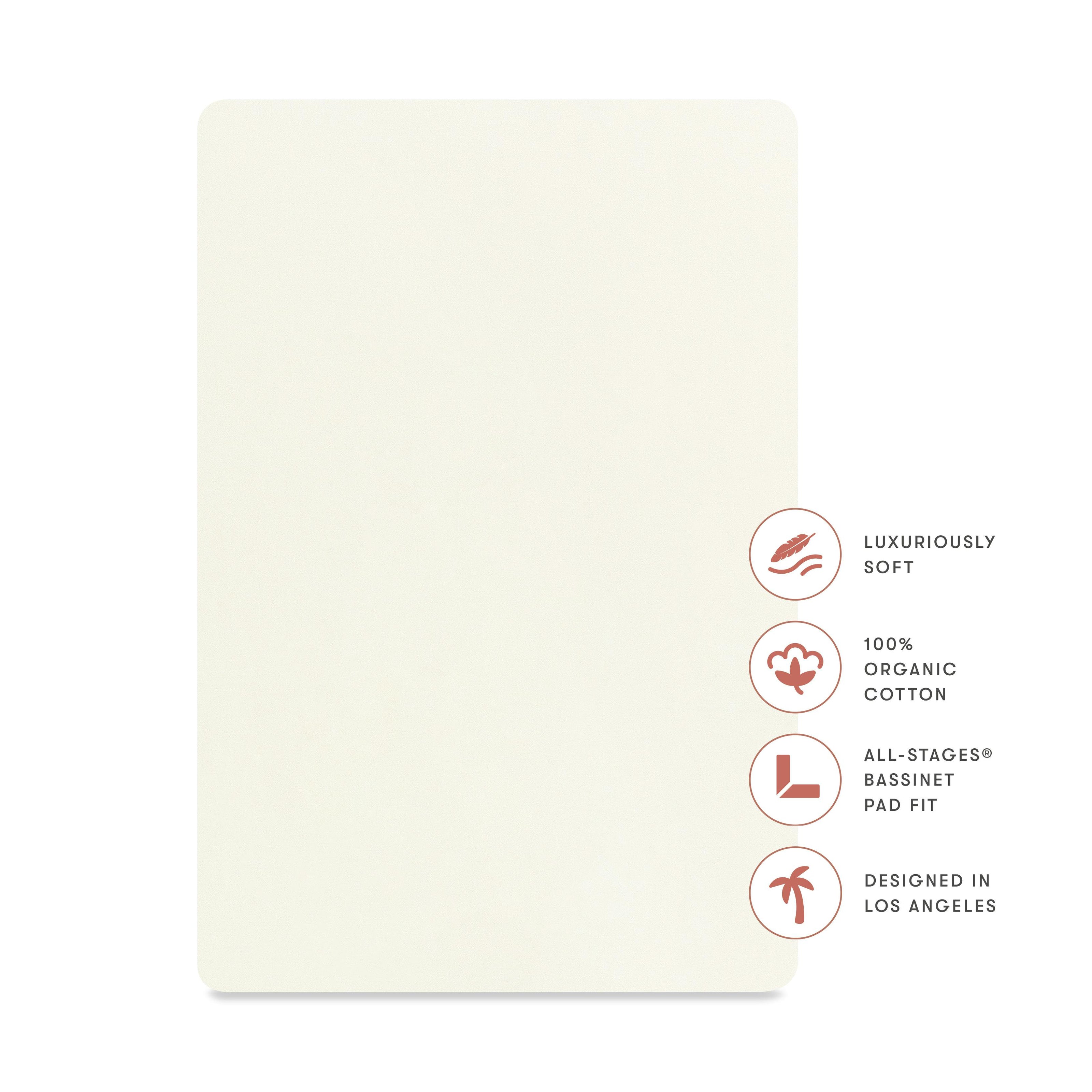 All-Stages Bassinet Sheet in GOTS Certified Organic Brushed Cotton in Ivory