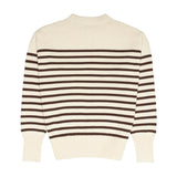 women's cream and brown stripe knit sweater
