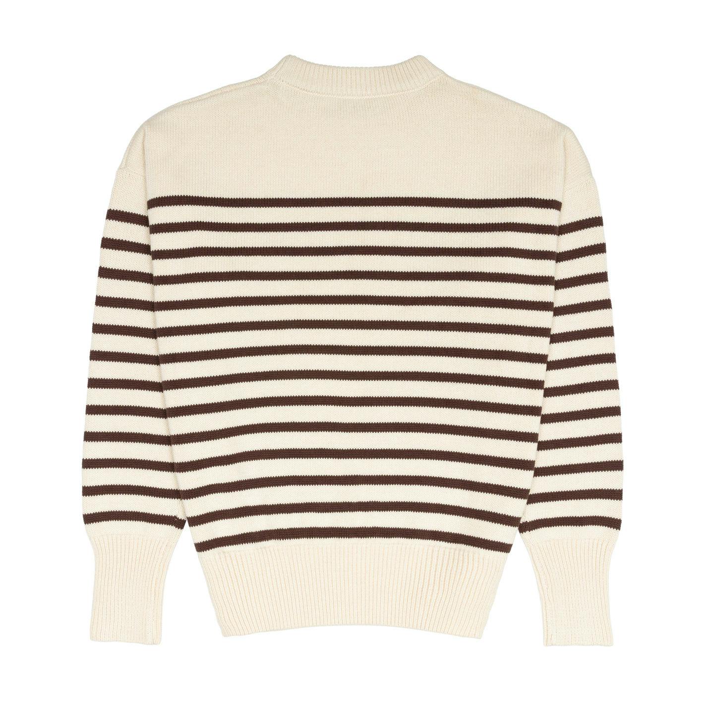 women's cream and brown stripe knit sweater
