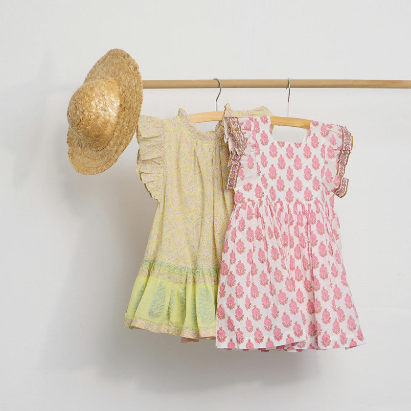 Girls Elsie Dress - Pink Dahlia Floral