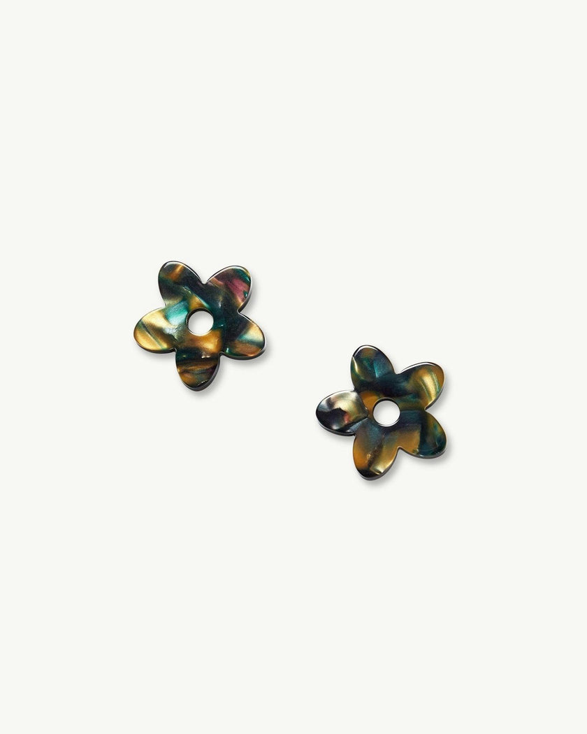 Petite Flower Charms in Green Tortoise