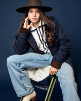 Women's Puffer Jacket in Navy Blue
