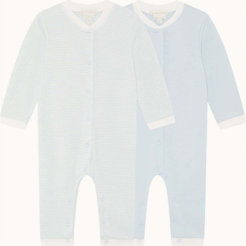 Dalton Stripe Romper 2 Piece Set - Blue