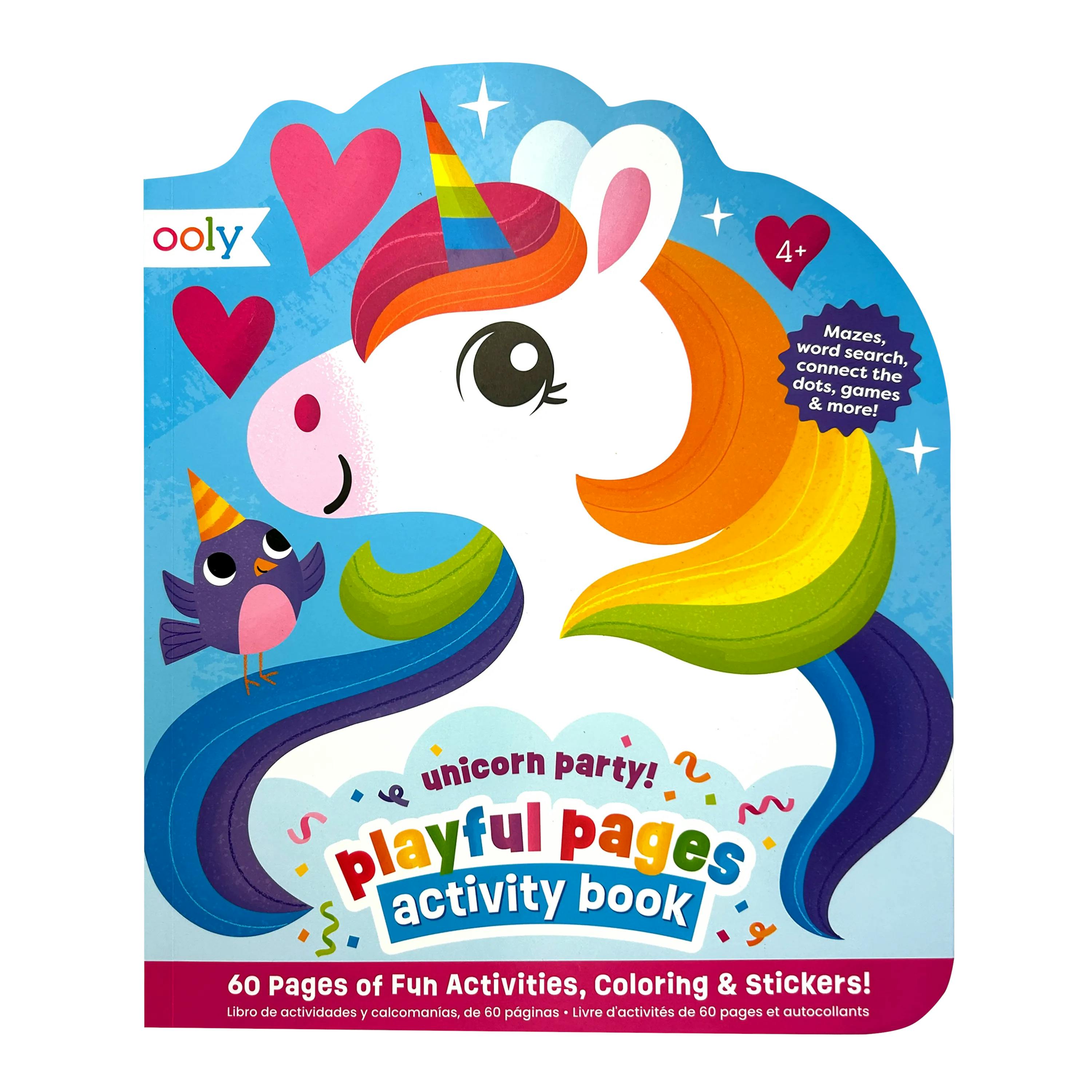 Playful Pages Activity Book - Games Coloring Stickers - Unicorn Party!