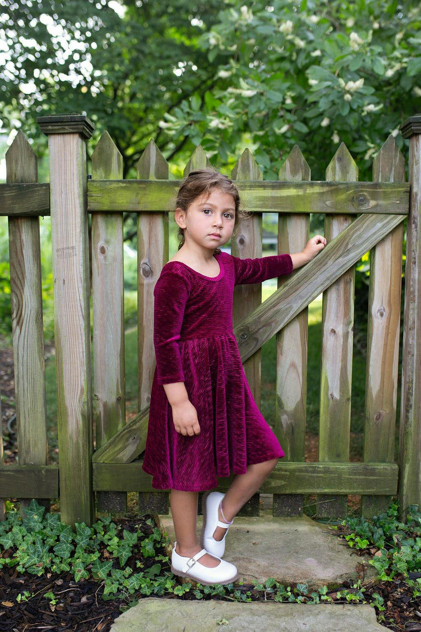 Holiday Twirly Dress in Burgundy Bodre